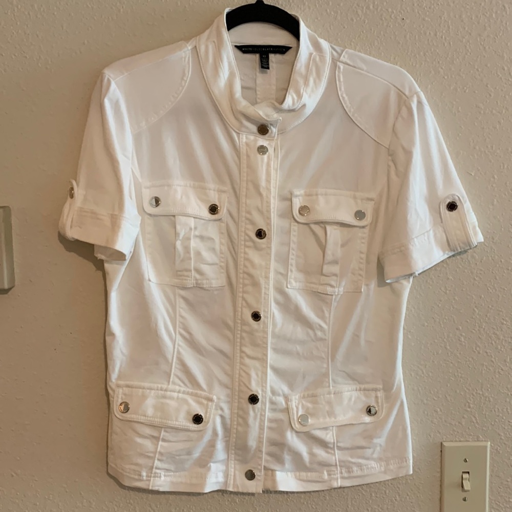 WHBM White Cropped Sleeve Jacket